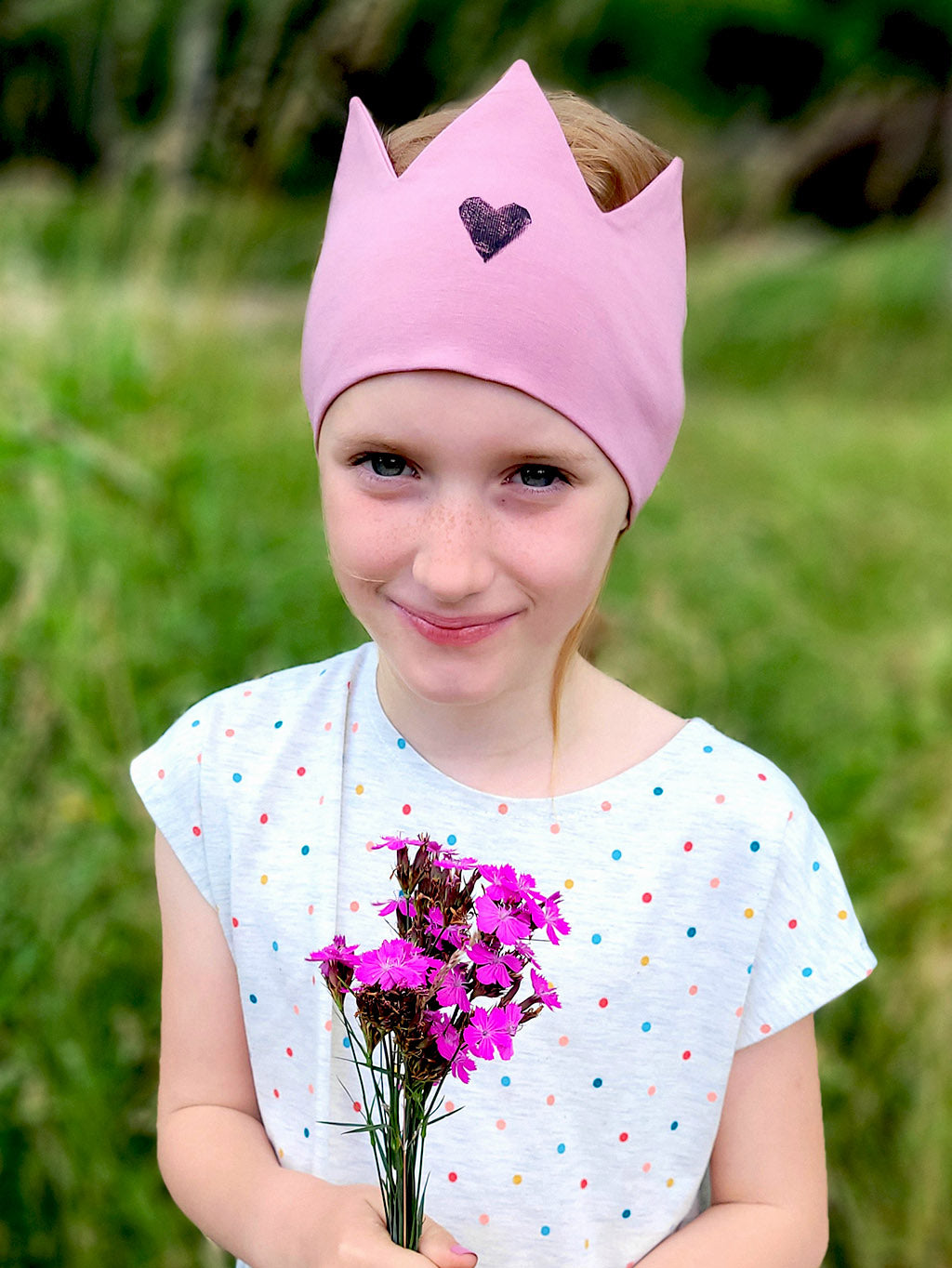 Dětská čelenka korunka - SRDÍČKO, růžová