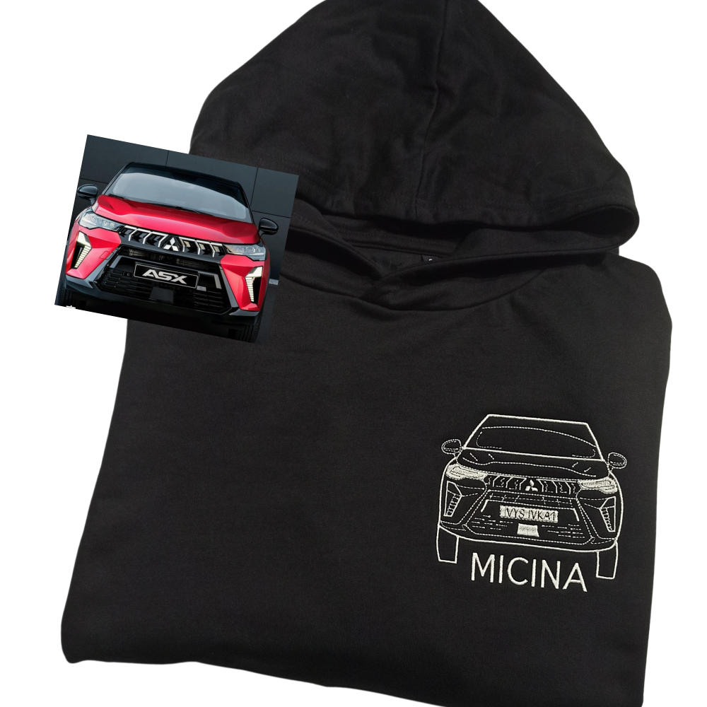 Unisex mikina s kapucí - obrys! – výšivka na přední části