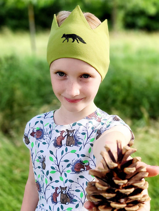 Dětská čelenka korunka - LIŠKA, mechová