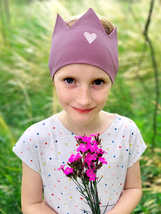 Dětská čelenka korunka - SRDÍČKO, šeříková