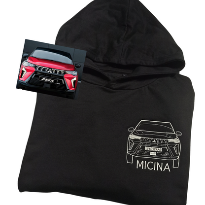 Unisex mikina s kapucí - obrys! – výšivka dole nebo na zádech