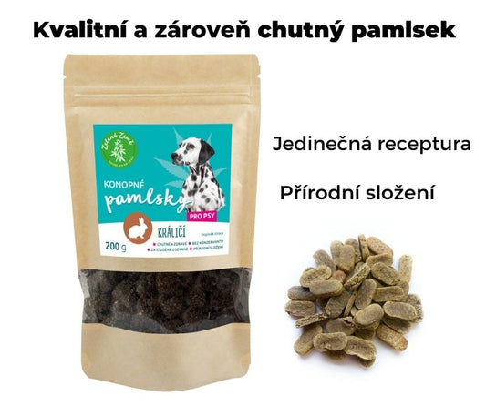Konopné pamlsky pro psy, příchuť králík 200 g