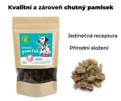 Konopné pamlsky pro psy, příchuť losos 200 g