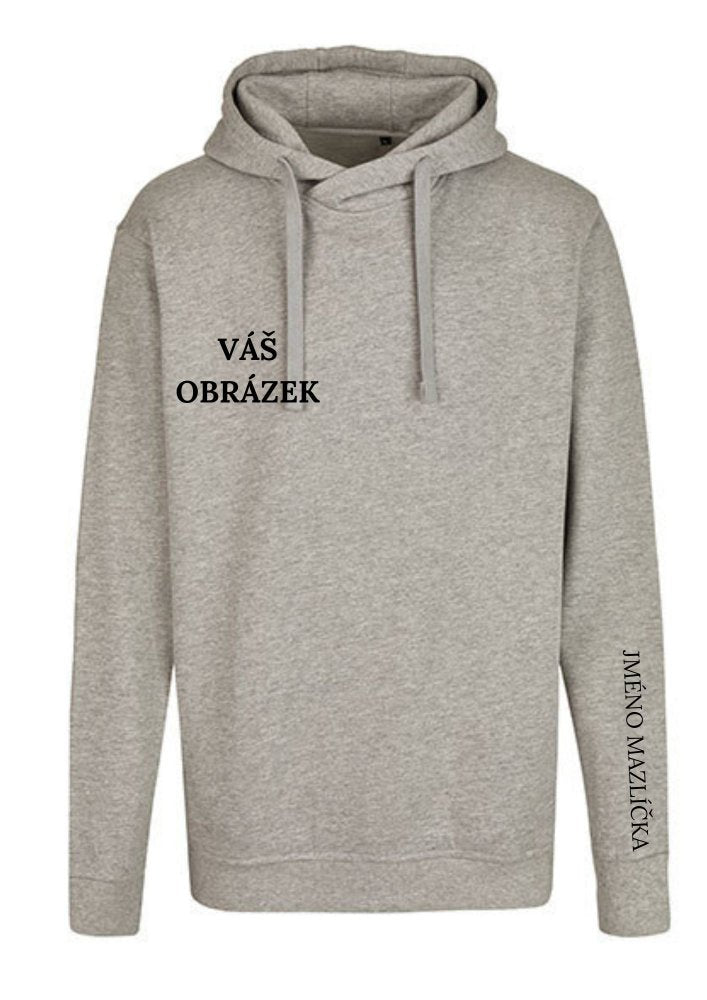 Unisex mikina s kapucí - obrys! – výšivka na přední části