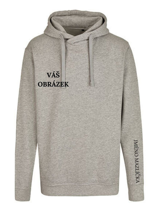 Unisex mikina s kapucí - obrys! – výšivka na přední části