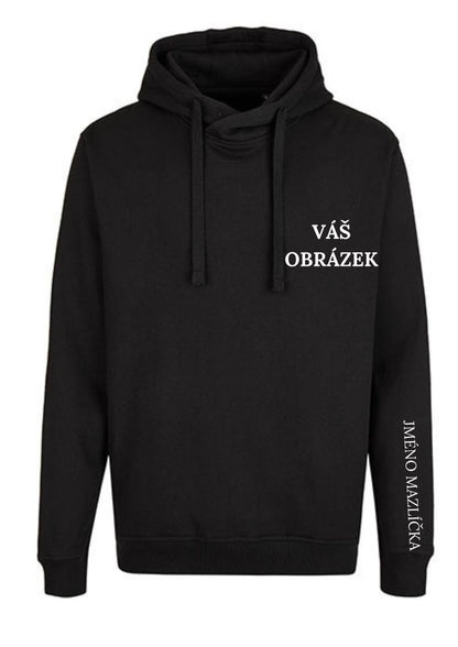 Unisex mikina s kapucí - obrys! – výšivka dole nebo na zádech
